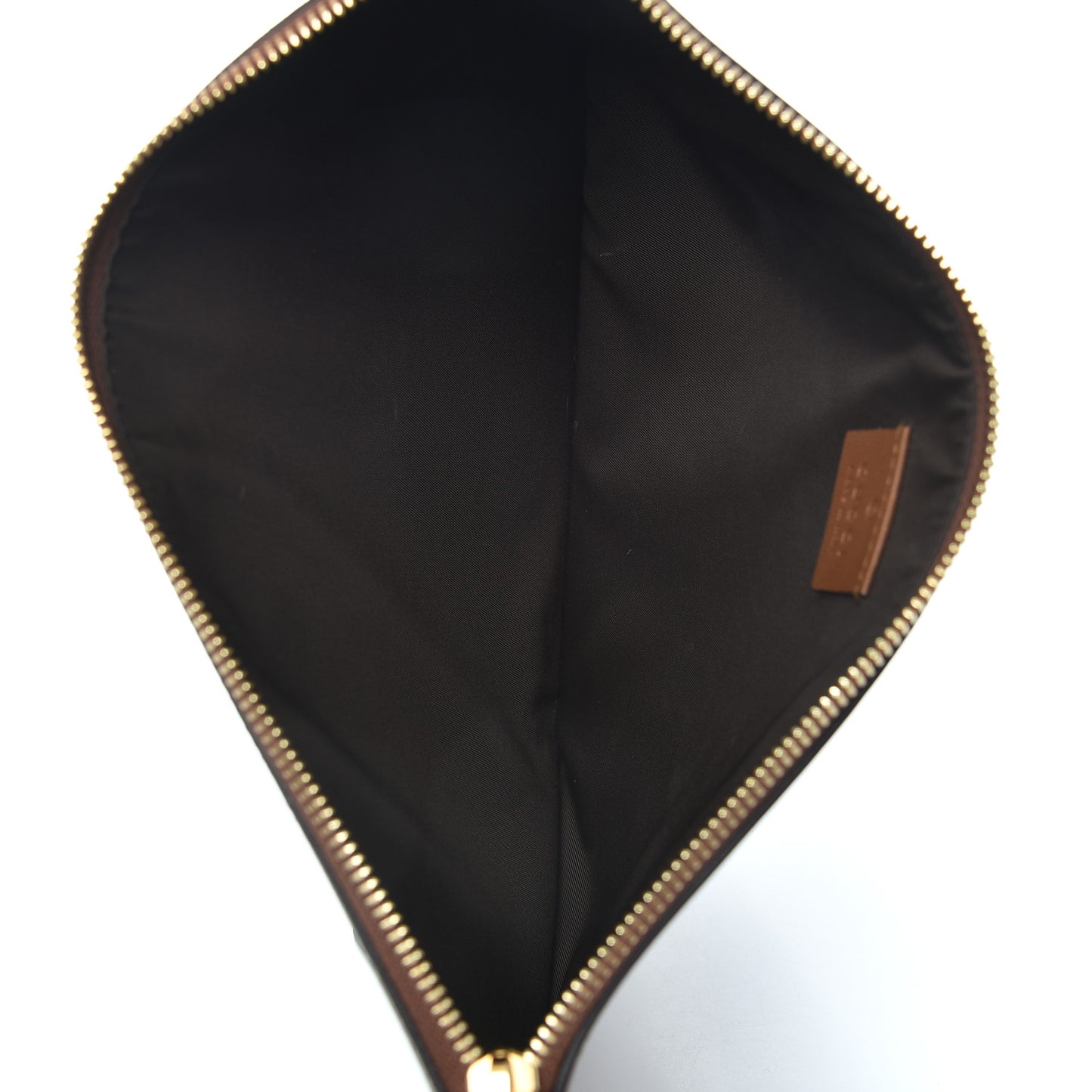 Calfskin GG Supreme Monogram Blind for Love Embroidered Large Zip Pouch Brown