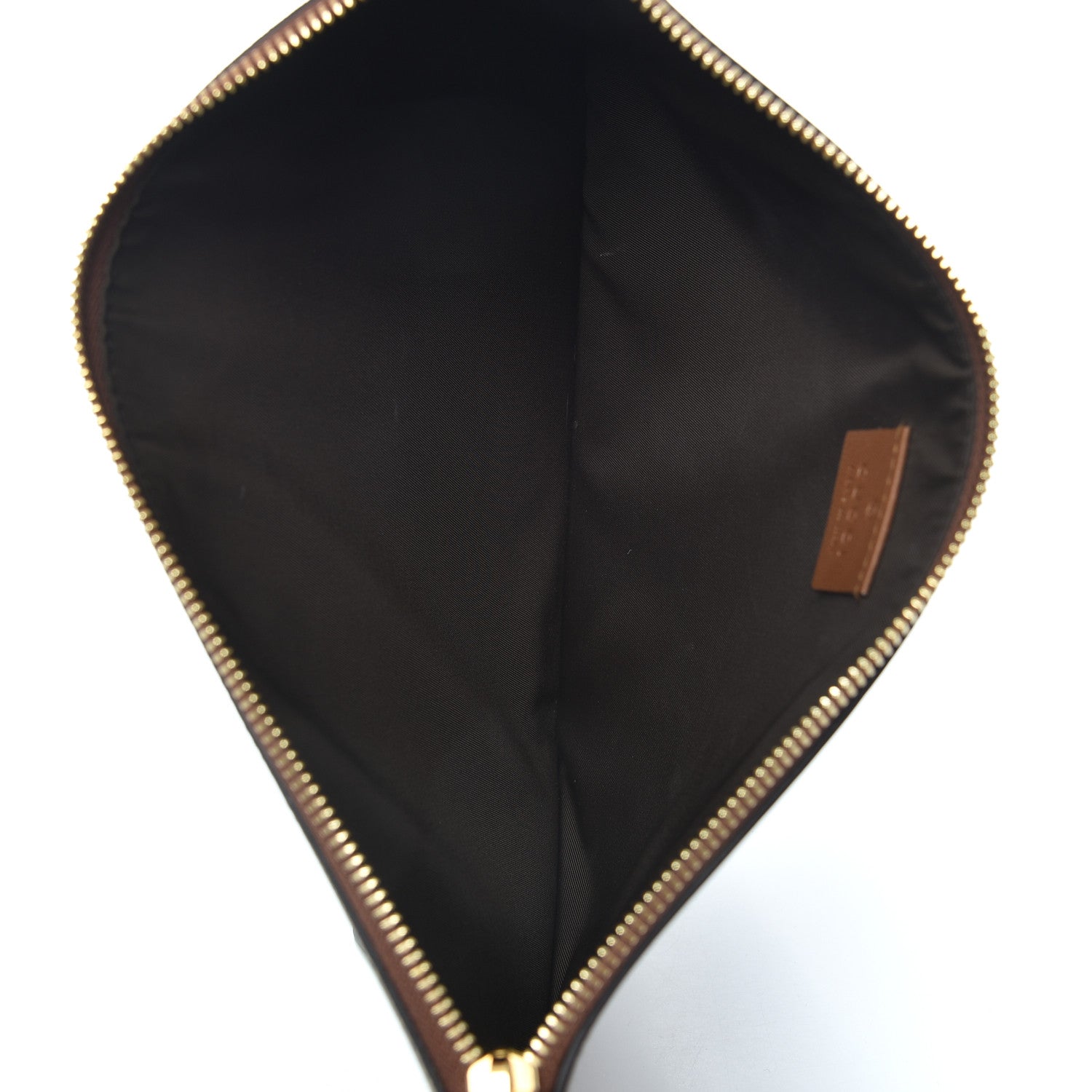 Gucci Calfskin GG Supreme Monogram Blind for Love Embroidered Large Zip Pouch Brown 5 of 6