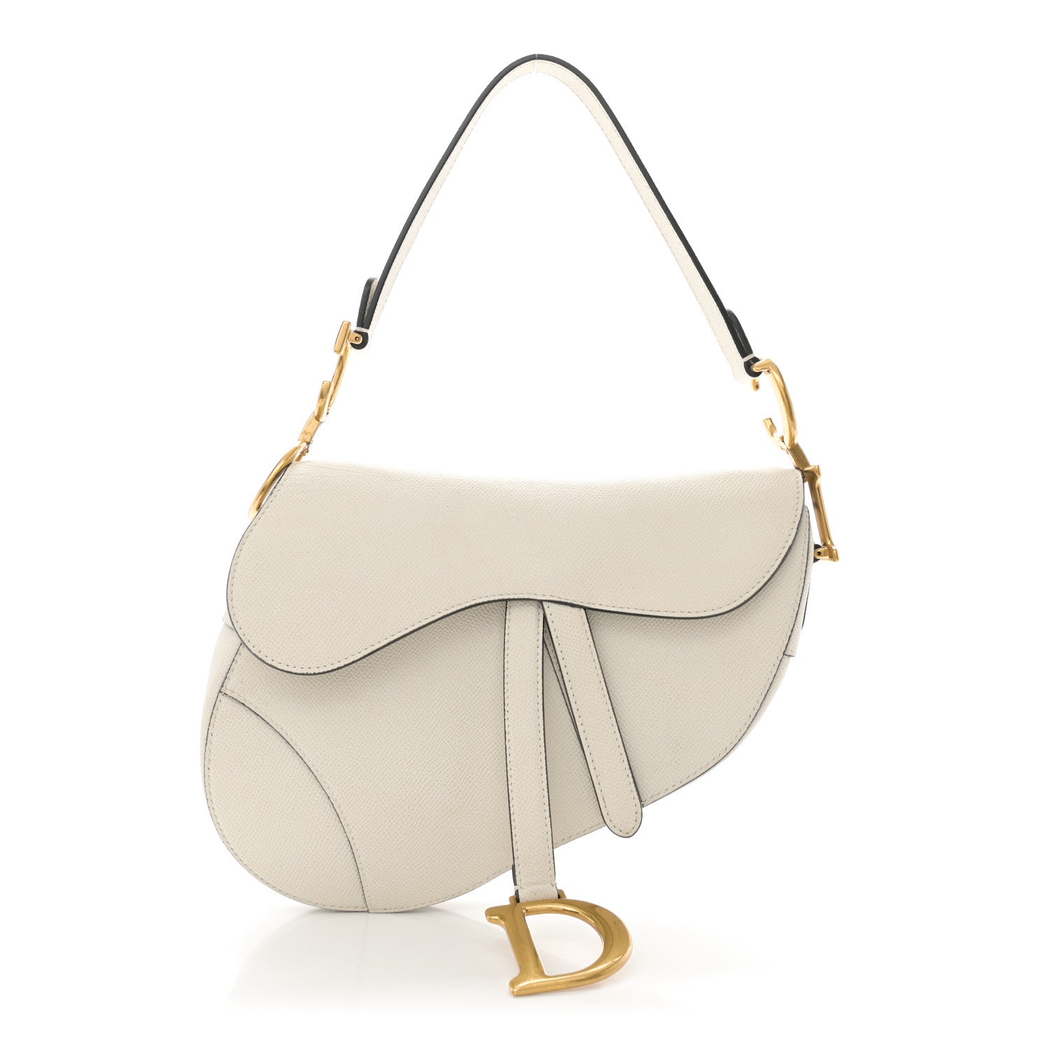 Christian Dior Grained Calfskin Saddle Bag White 1 of 14