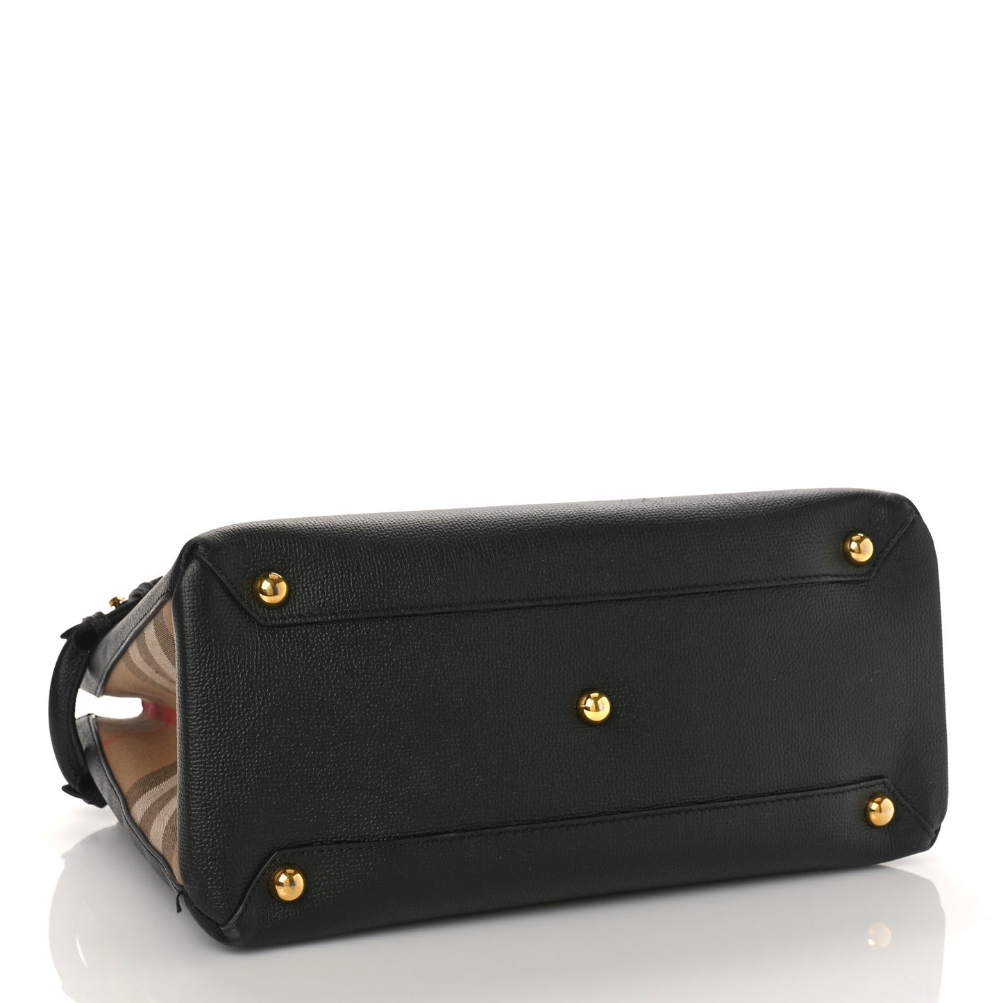 Grainy Calfskin House Check Medium Banner Tote Black