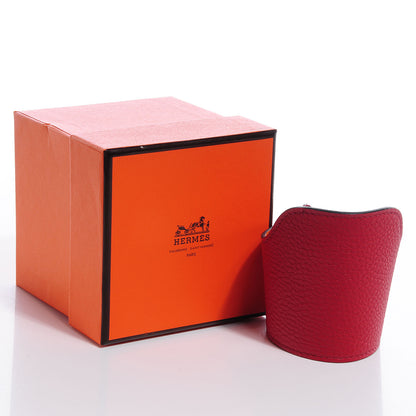 Hermes Taurillon Clemence Togo Petit H Cup Holder Rouge Garance Orange 5 of 5