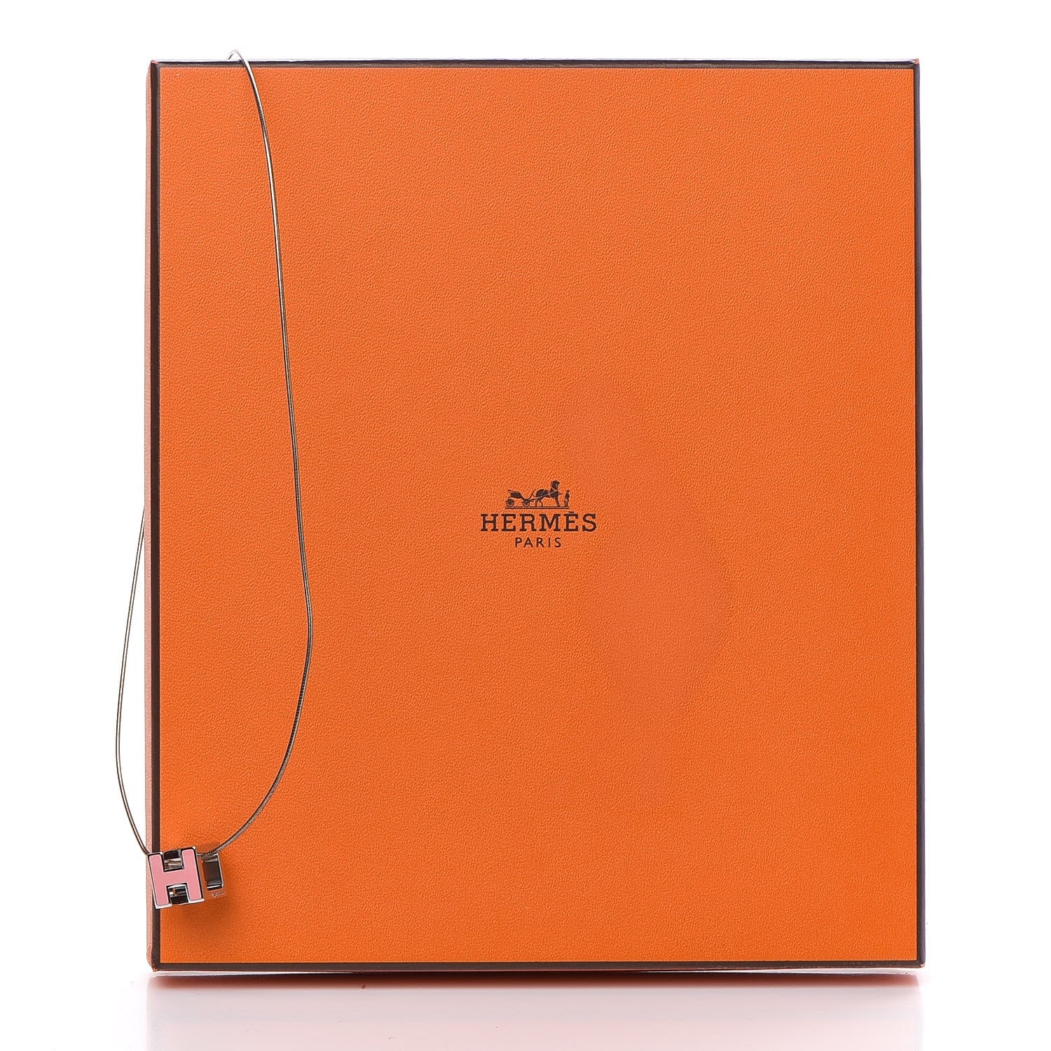 Hermes Lacquered Cage d'H Pendant Necklace Rose 7 of 7