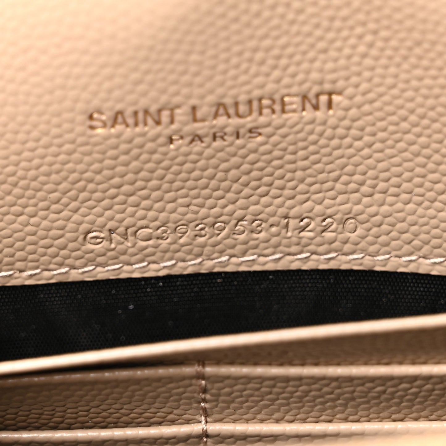 Grain De Poudre Matelasse Chevron Monogram Envelope Chain Wallet Dark Beige