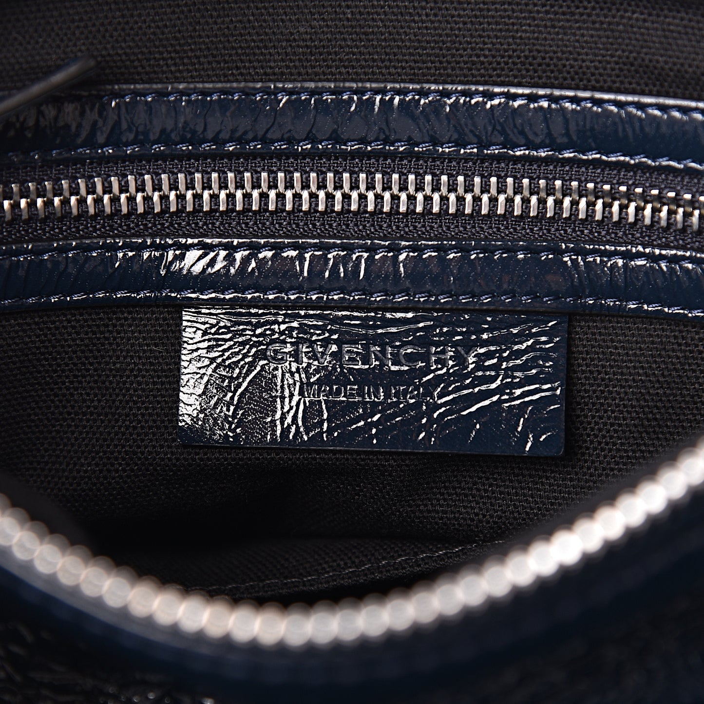 Patent Lambskin Small Pandora Deep Blue