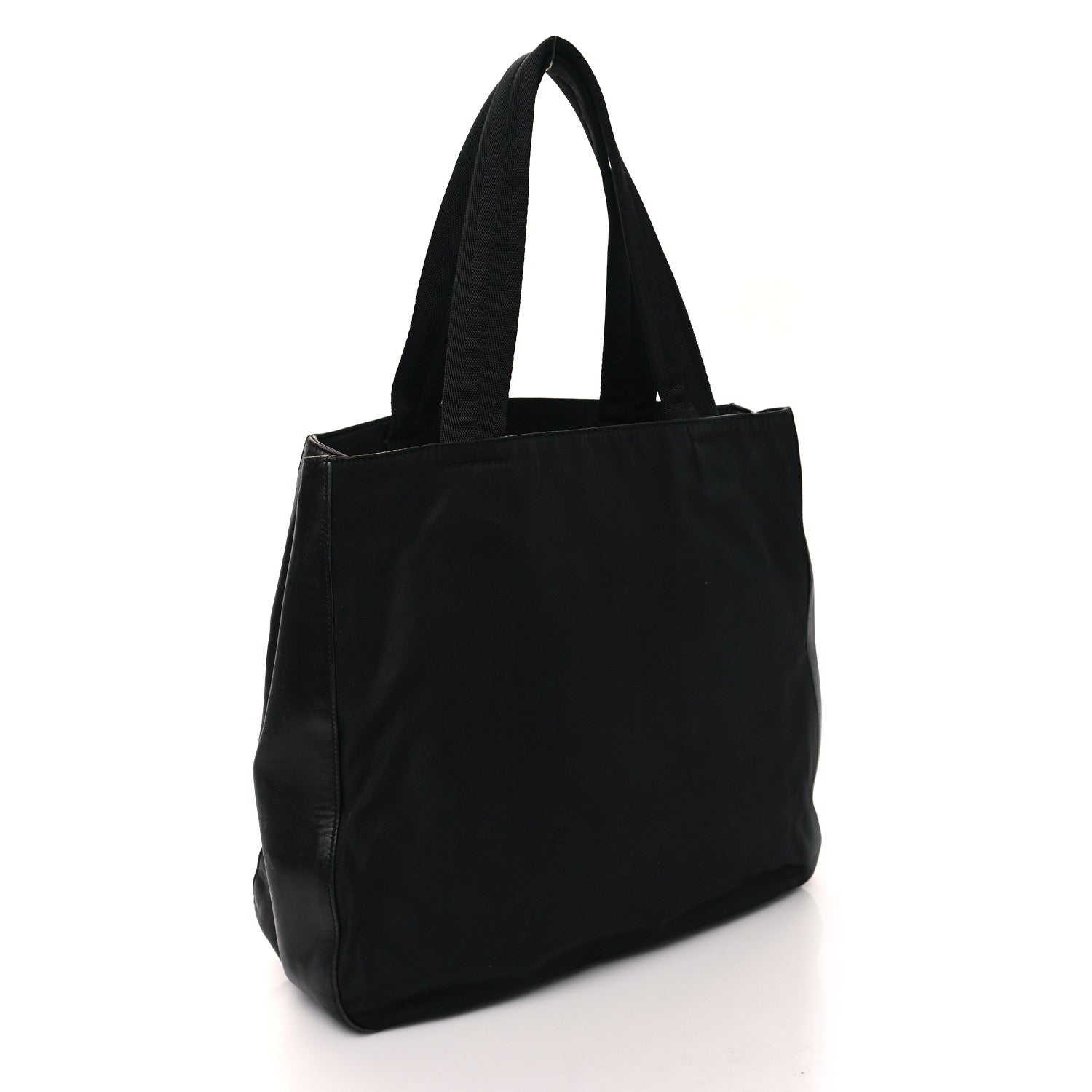 Prada Nylon Calfskin Tote Black 3 of 11