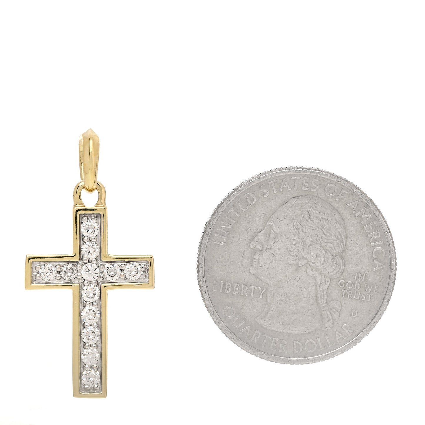 18K Yellow Gold Diamond 23mm Amulet Cross Pendant