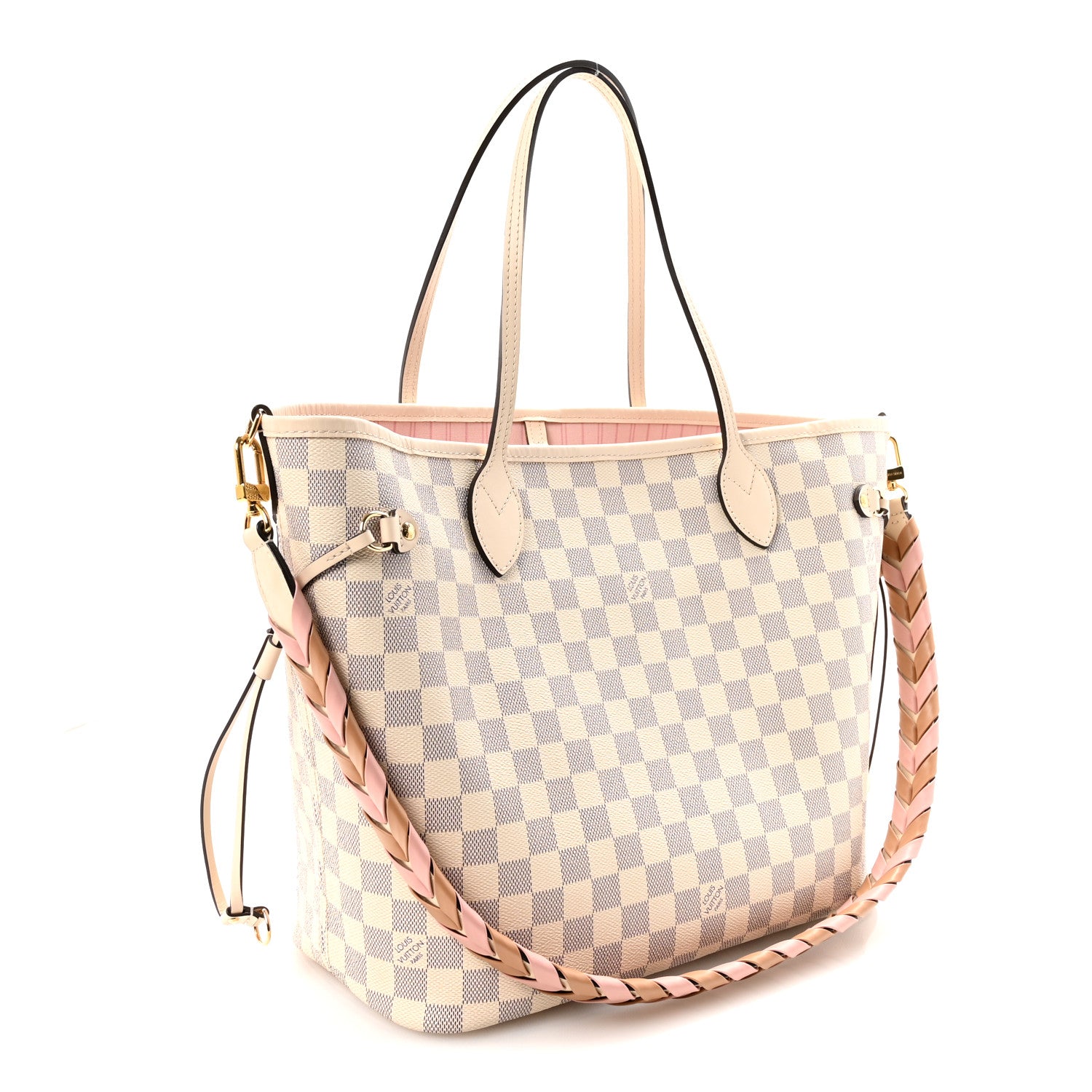 Louis Vuitton Damier Azur Braided Neverfull MM Pink 3 of 9