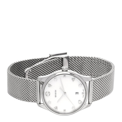 Gucci Stainless Steel Mother of Pearl 29mm G-Timeless Charm Quartz Watch 2 of 4