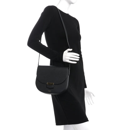Celine Grained Calfskin Medium Trotteur Black 2 of 7