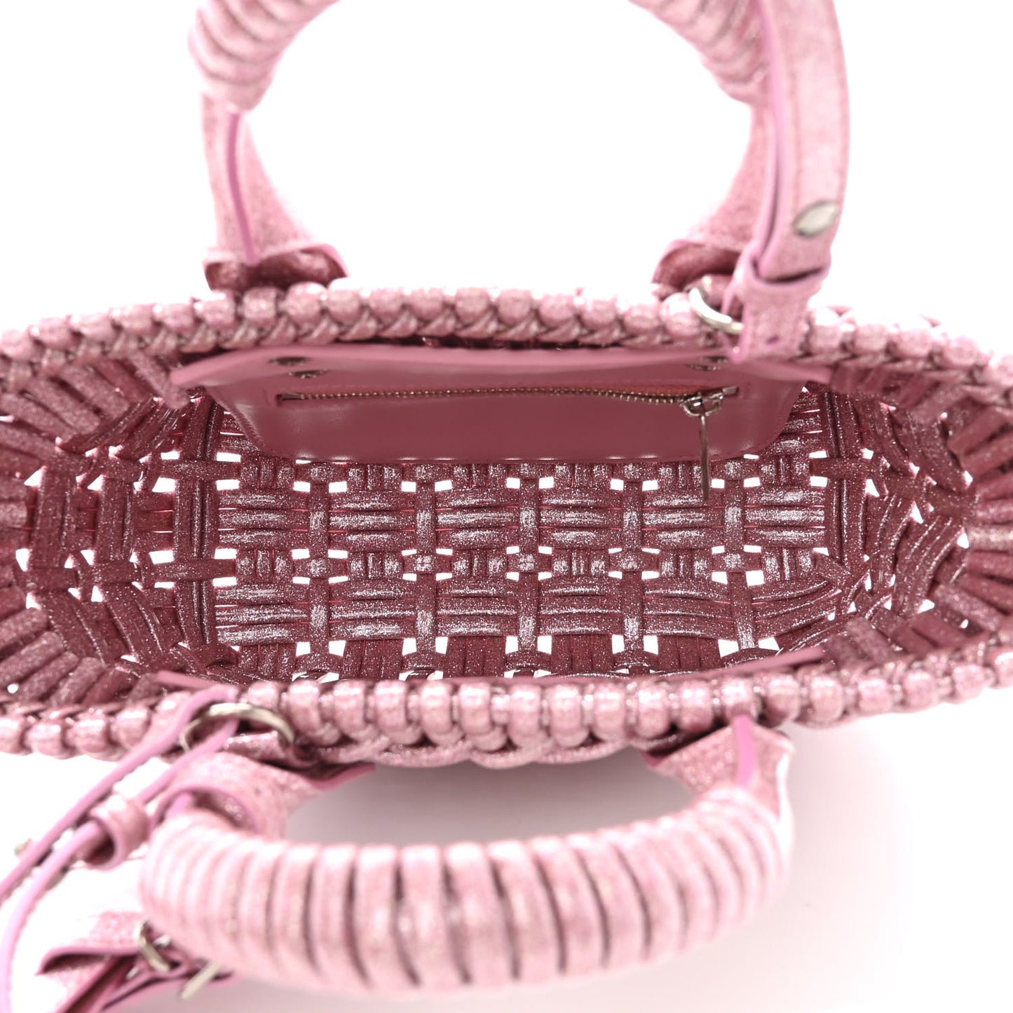 Glitter Faux Calfskin XXS Bistro Basket Pink