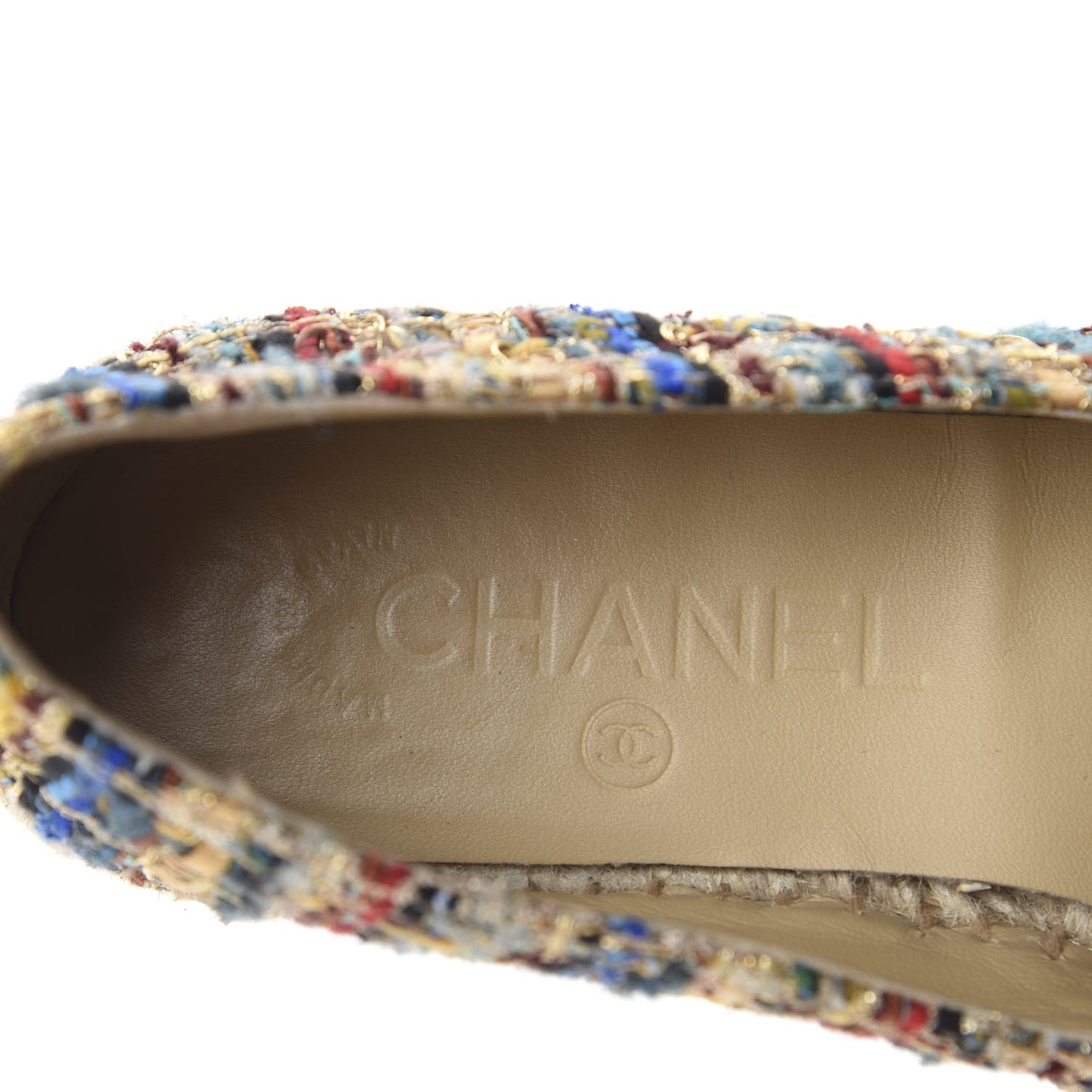 Tweed Grosgrain CC Espadrilles 36 Multicolor