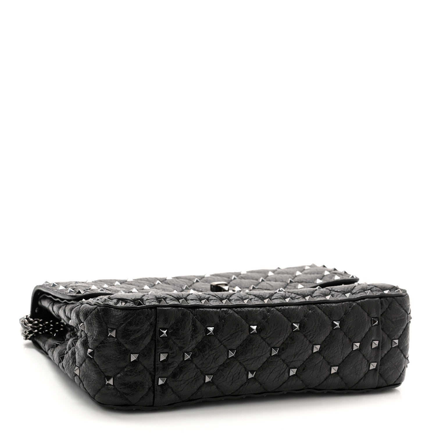 Valentino Garavani Craquele Nappa Medium Rockstud Spike Shoulder Bag Black 4 of 9