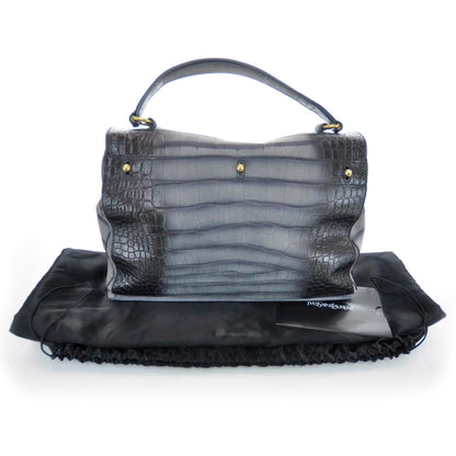 Saint Laurent Suede Crocodile Embossed Large Muse Two Blue 3 of 9