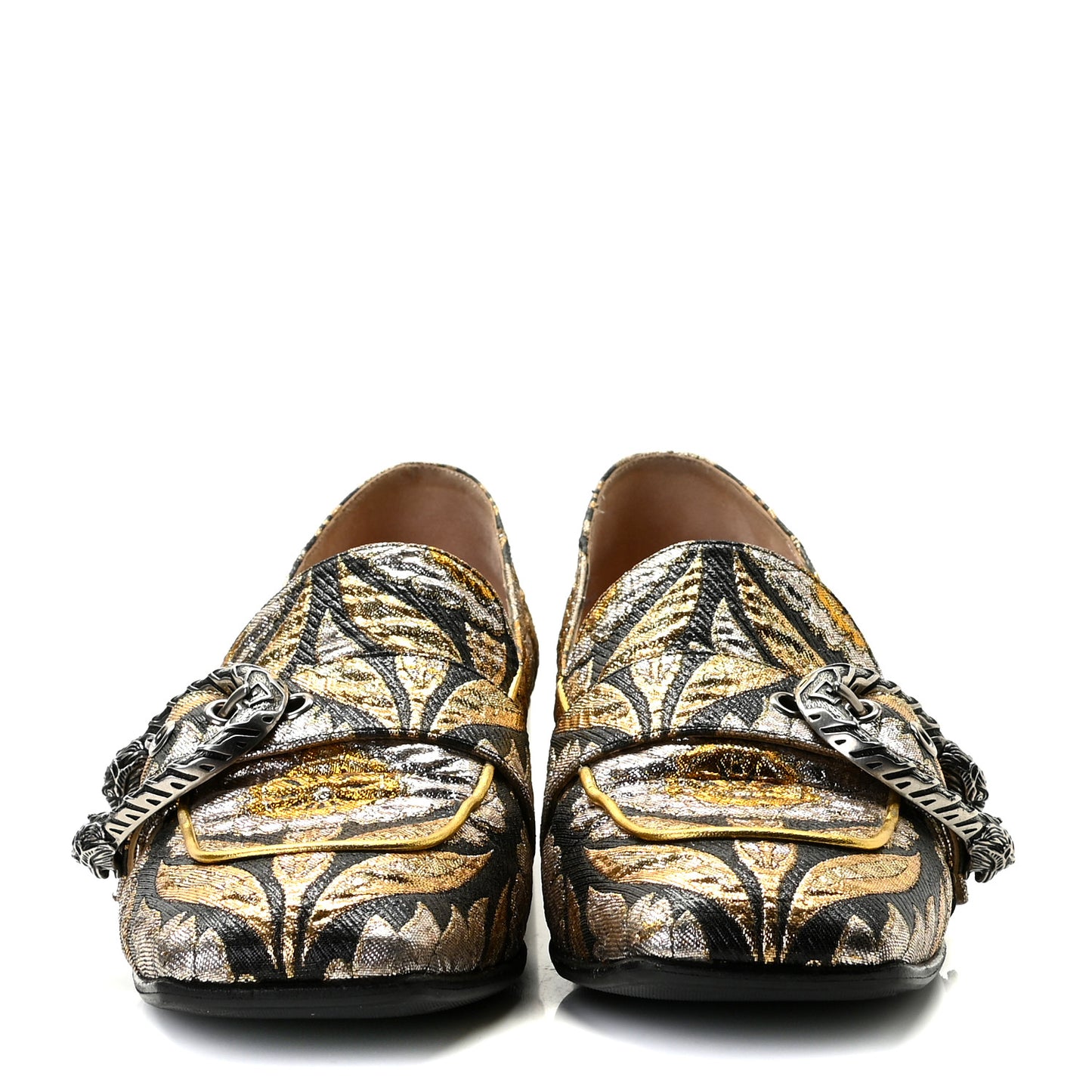 Brocade Floral Jacquard Dionysus Loafers 38.5 Black