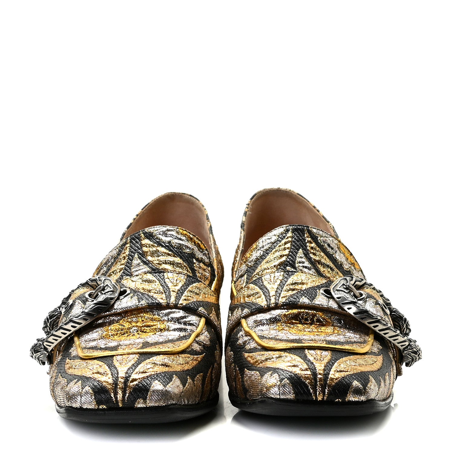 Gucci Brocade Floral Jacquard Dionysus Loafers 38.5 Black 2 of 9