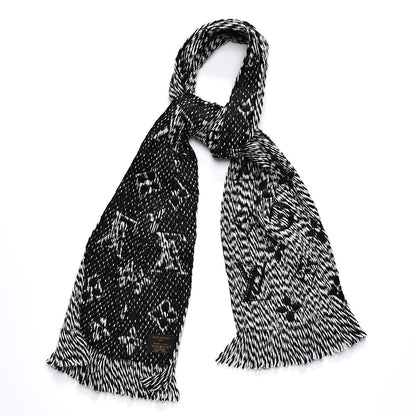 Louis Vuitton Wool Silk Logomania Mix Scarf Black 1 of 4