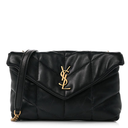 Saint Laurent Lambskin Quilted Toy Loulou Puffer Monogram Chain Satchel Black 1 of 13