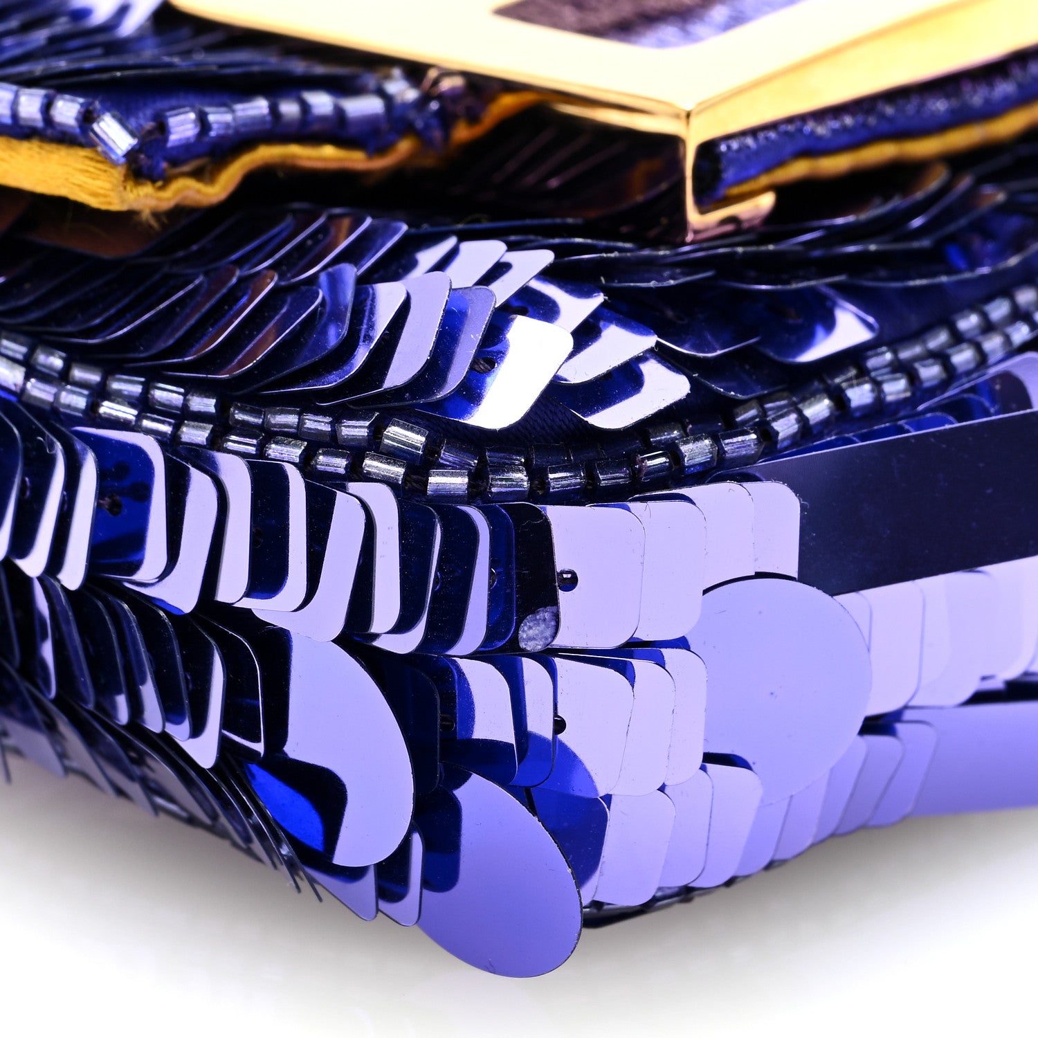 Fendi Sequin Paillettes Shiny Nappa Sex and the City Nano Maxi Buckle Baguette Charm Viola Purple 7 of 8