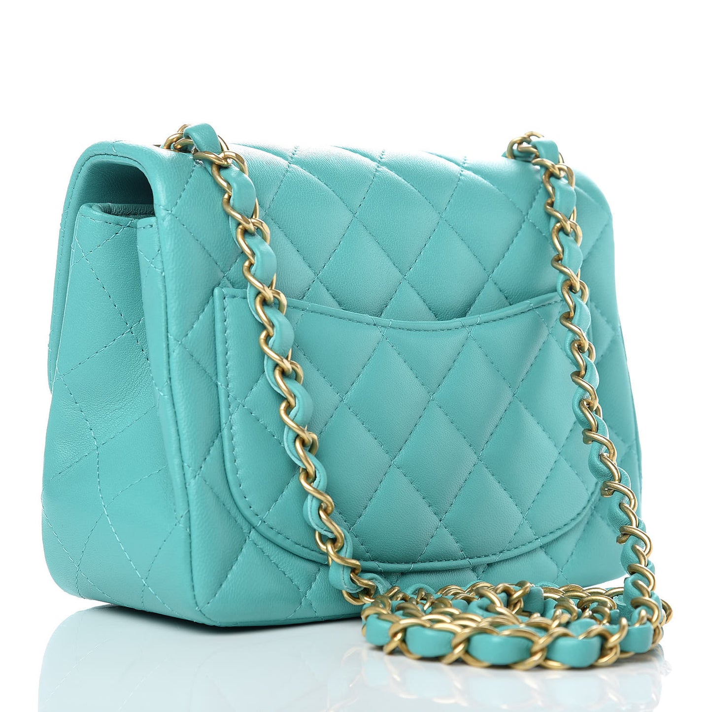 Lambskin Quilted Mini Square Flap Green