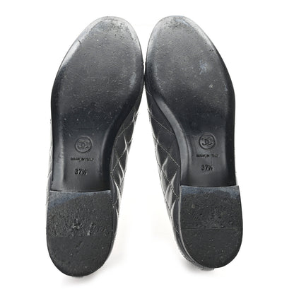 Chanel Patent Calfskin Quilted CC Cap Toe Ballerina Flats 37.5 Grey 6 of 9
