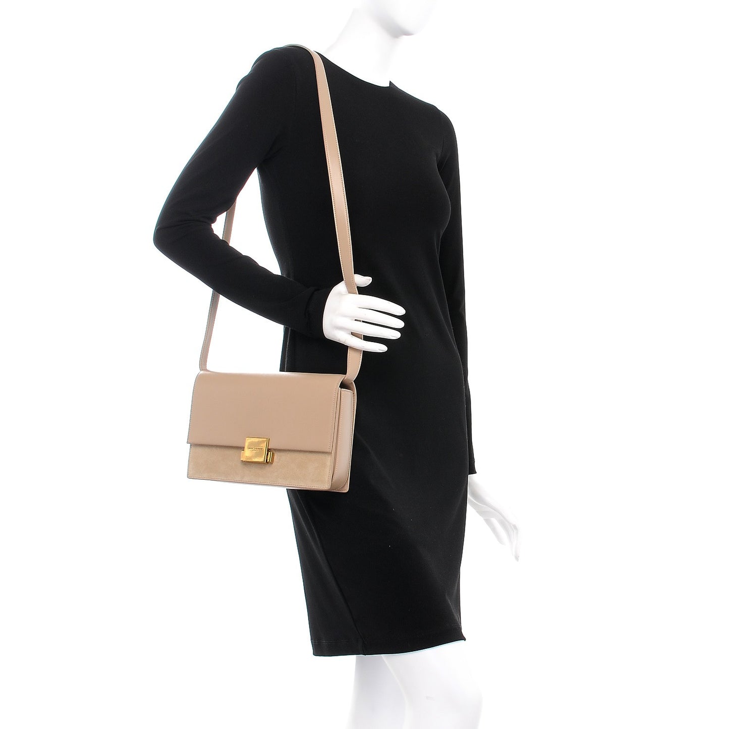 Smooth Calfskin Suede Medium Bellechasse Bag Dark Beige