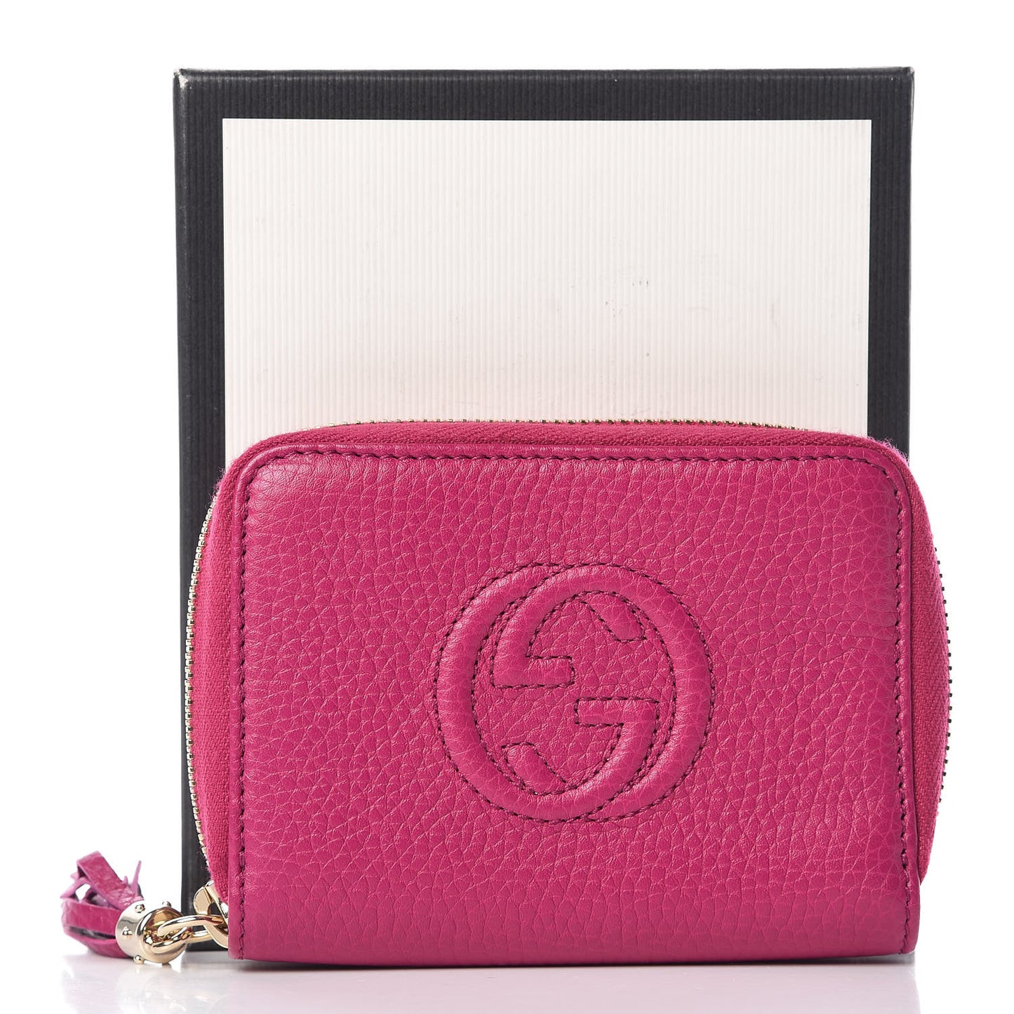 Pebbled Calfskin Soho Compact Disco Zip Around Wallet Bright Bougainvillea