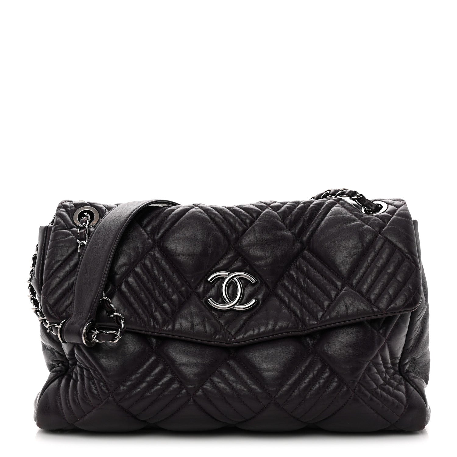 Chanel Lambskin In And Out XL Maxi Flap Dark Purple 1 of 12