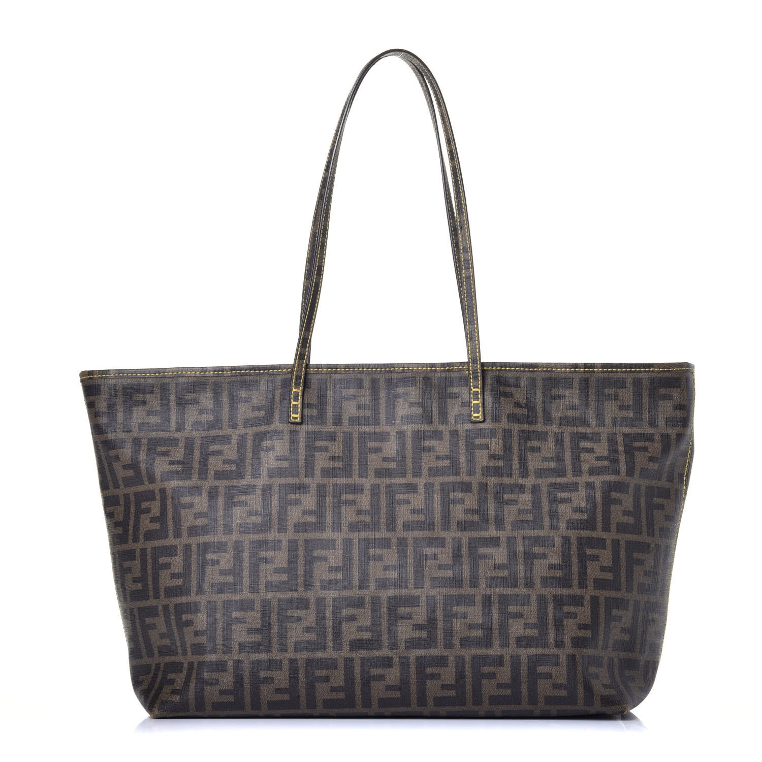 Fendi Zucca Spalmati Medium Roll Tote Tobacco Giallo 1 of 12