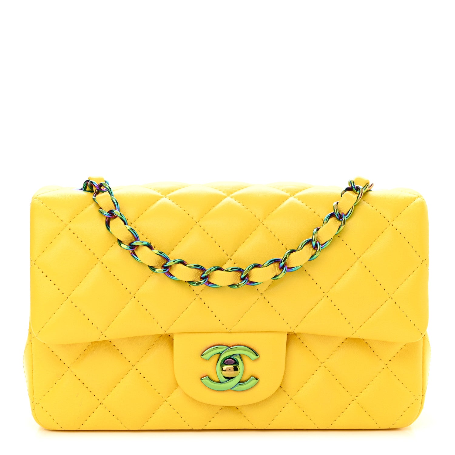 Chanel Lambskin Quilted Mini Rectangular Flap Yellow 1 of 10