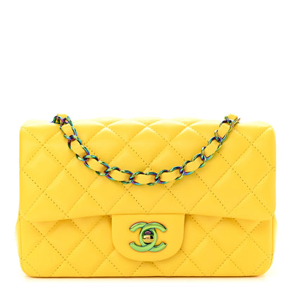 Chanel Lambskin Quilted Mini Rectangular Flap Yellow 1 of 10