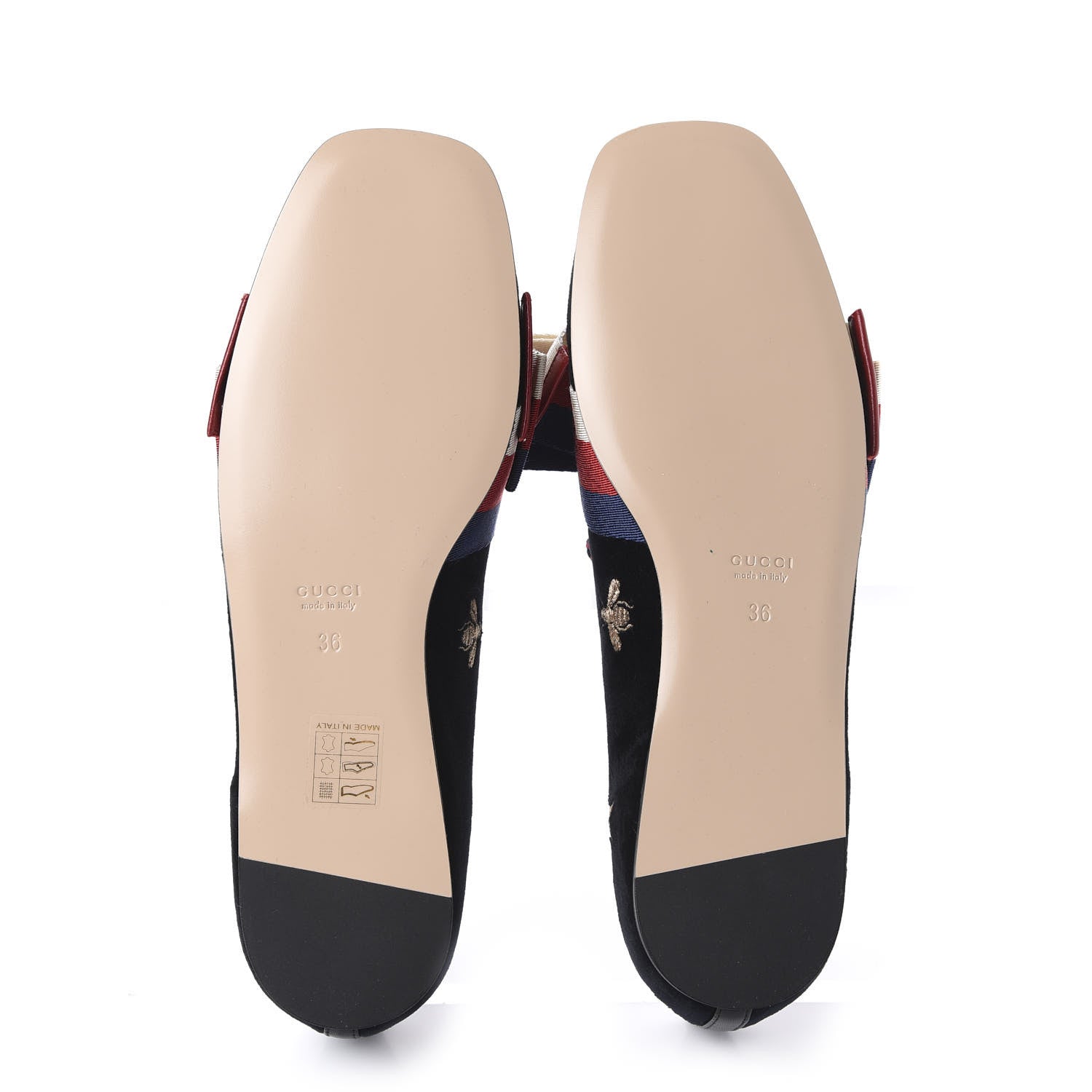 Gucci Velvet Bee Star Embroidered Sylvie Bow Loafers 36 Black 5 of 9