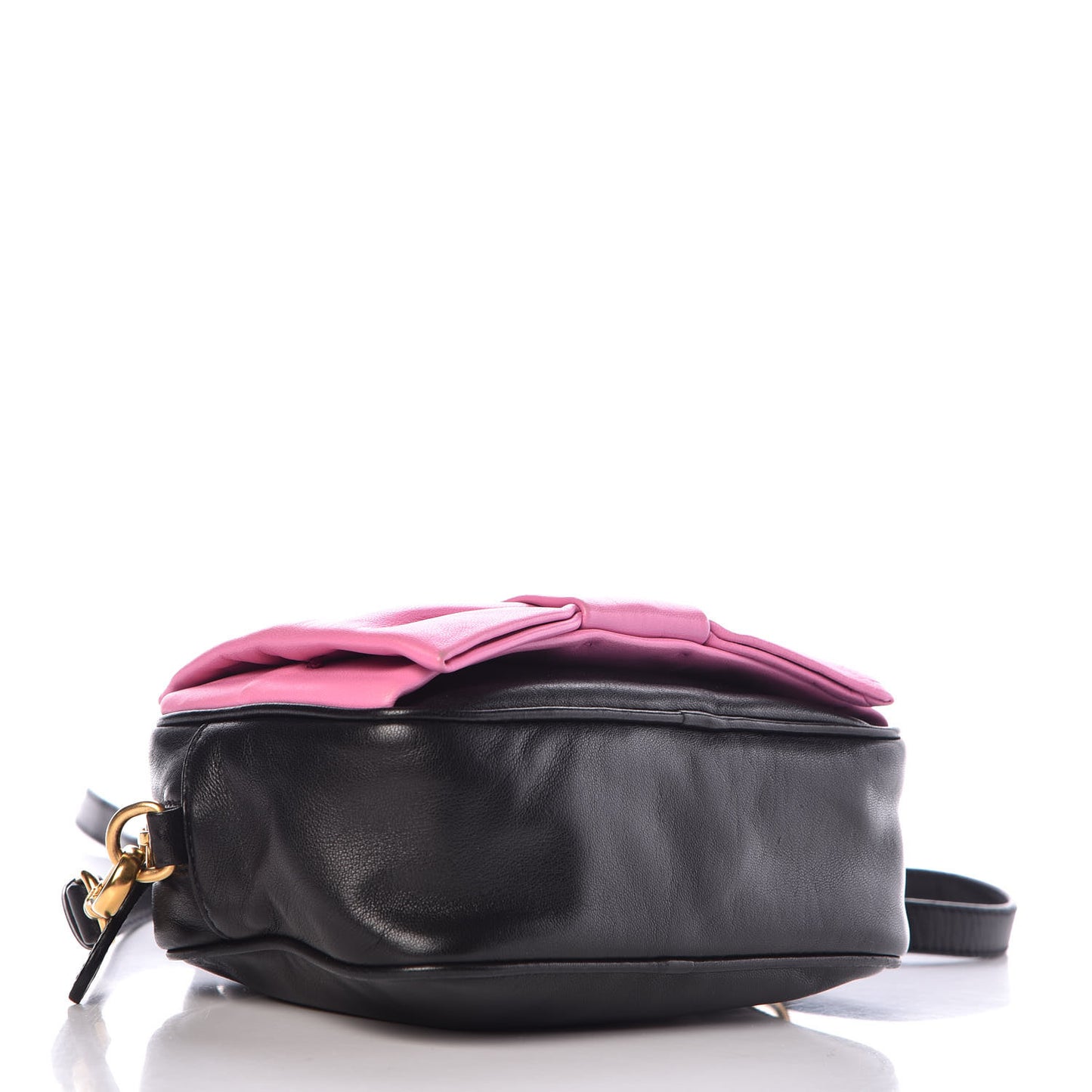 Nappa Zippers Bow Clutch Black Pink