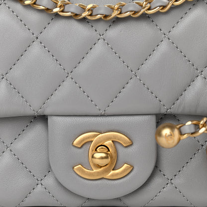 Chanel Lambskin Quilted Mini Pearl Crush Flap Light Grey 7 of 9