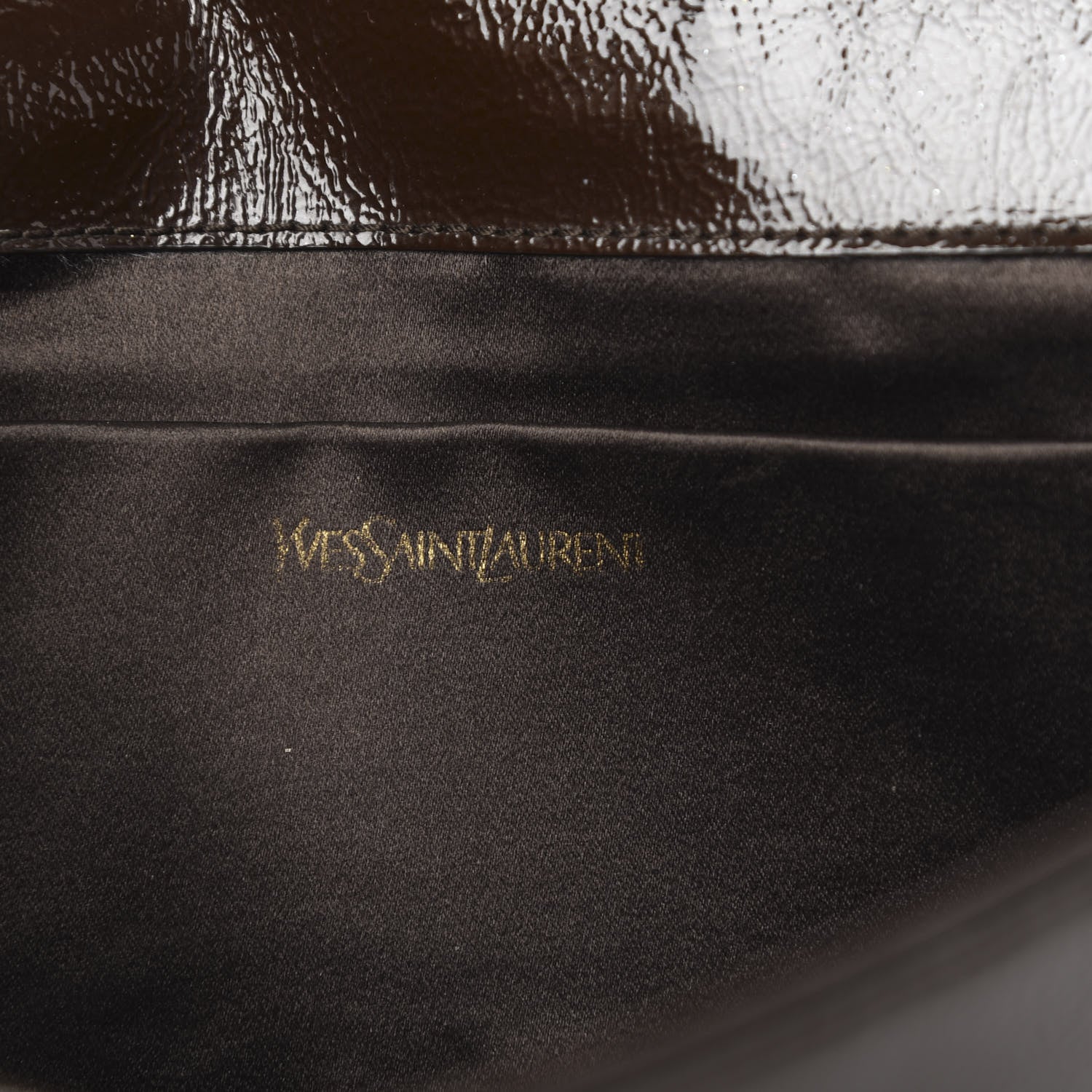Saint Laurent Textured Patent Calfskin Large Belle De Jour Clutch Dark Brown 6 of 8