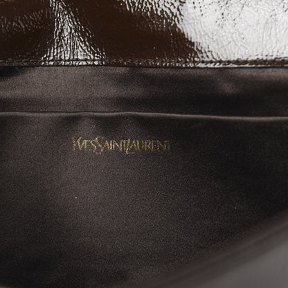 Saint Laurent Textured Patent Calfskin Large Belle De Jour Clutch Dark Brown 6 of 8