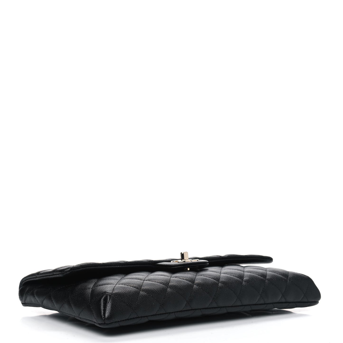 Caviar Quilted Flap Clutch Black
