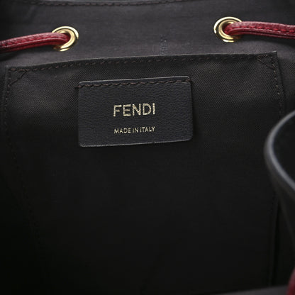 Fendi Vitello Cruise Bi-Color FF 1974 Embossed F is Fendi Drawstring Backpack Black Fragola Maya 6 of 10