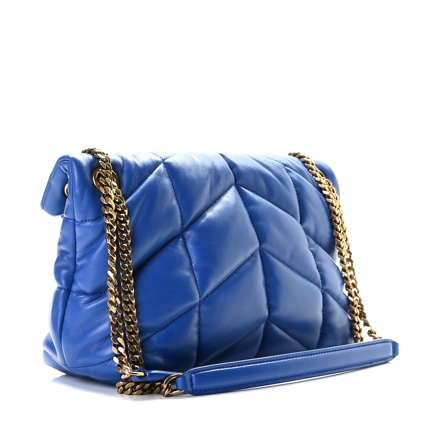 Lambskin Quilted Small Loulou Puffer Monogram Chain Satchel Majorele Blue
