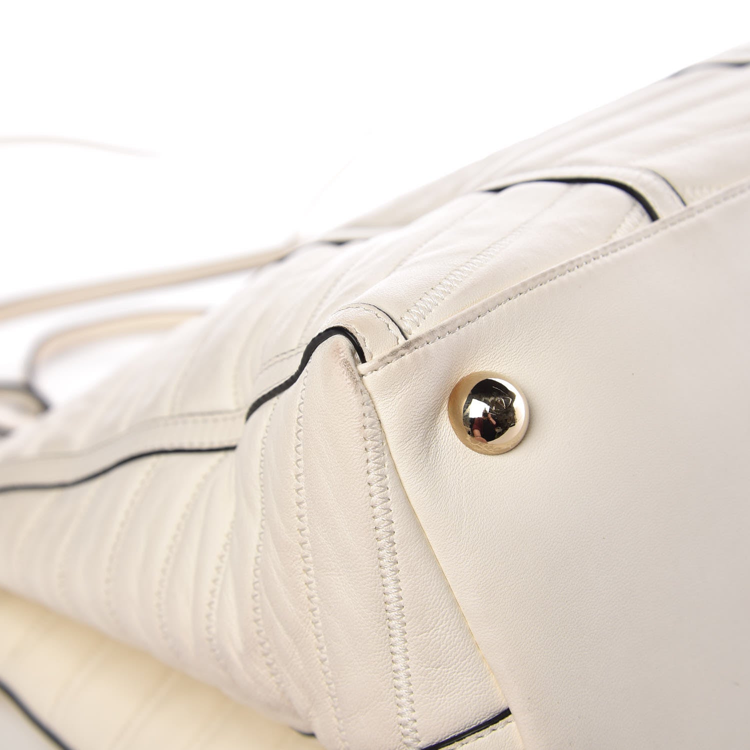 Valentino Garavani Lambskin Chevron Quilted Shopping Tote Ivory 11 of 13