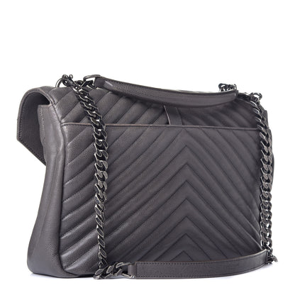 Saint Laurent Sheepskin Matelasse Chevron Monogram Large College Satchel Dark Anthracite 4 of 10