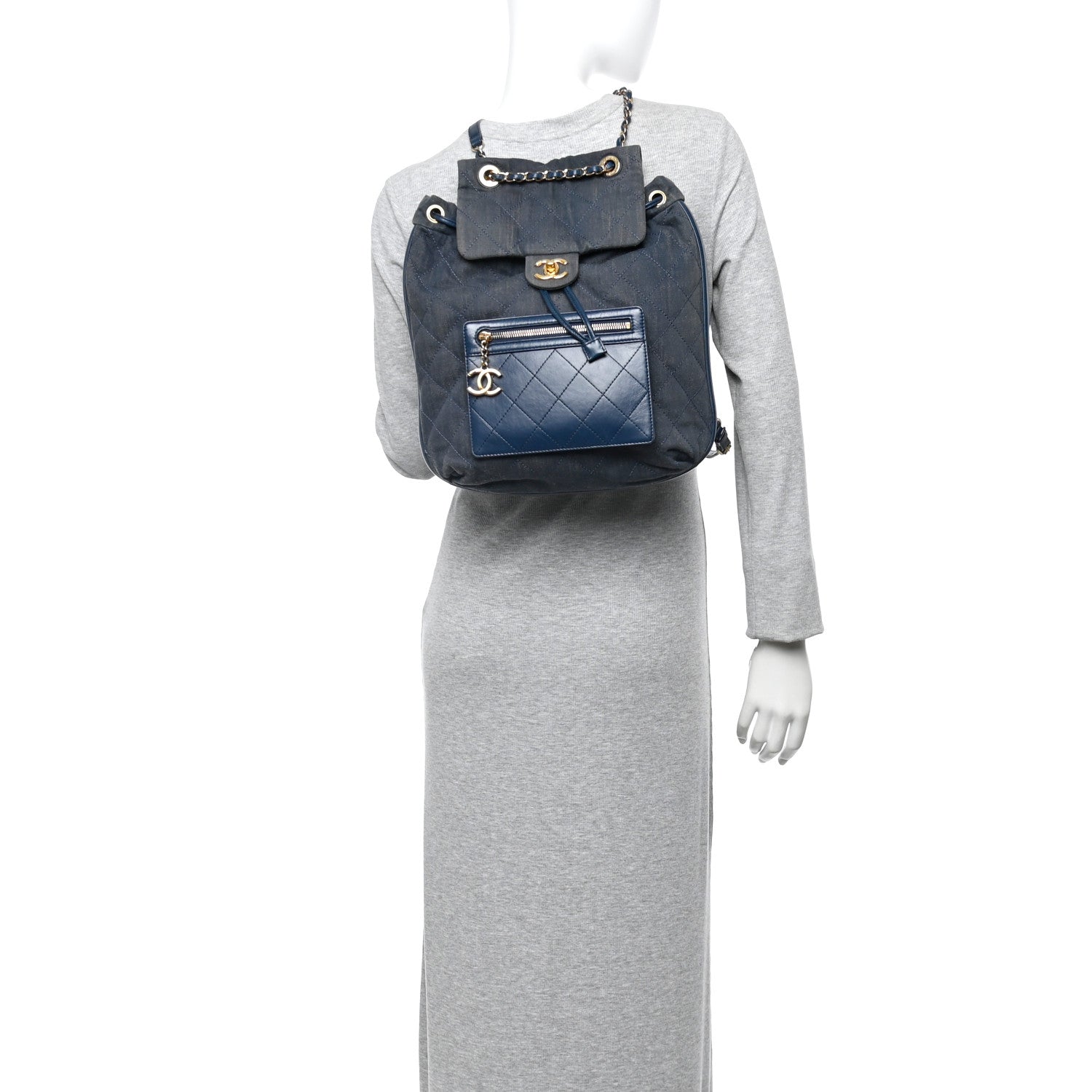 Chanel Denim Calfskin Quilted Backpack Blue 2 of 10