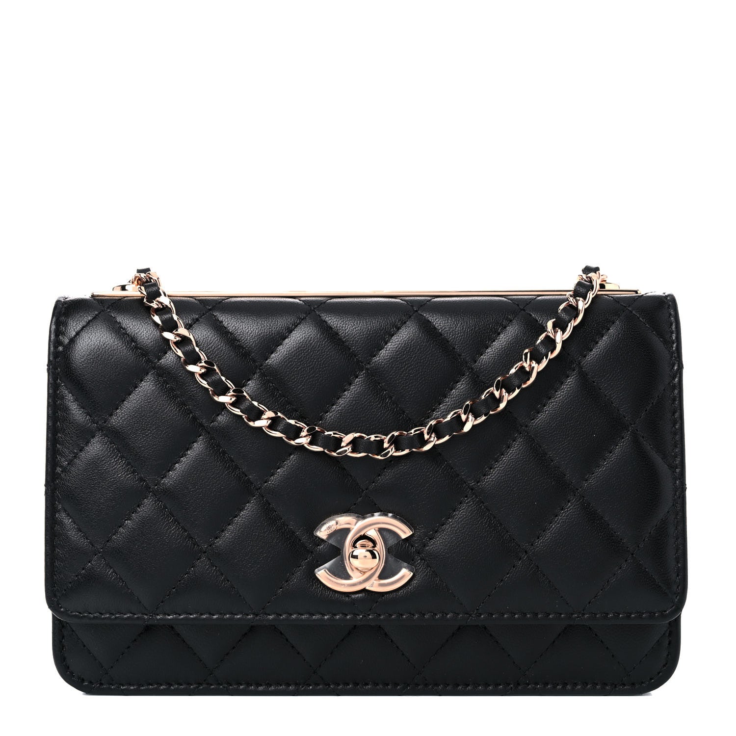 Chanel Lambskin Quilted Trendy CC Wallet On Chain WOC Black 1 of 12