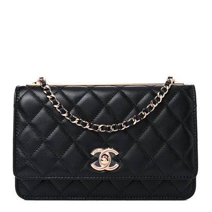 Chanel Lambskin Quilted Trendy CC Wallet On Chain WOC Black 1 of 12