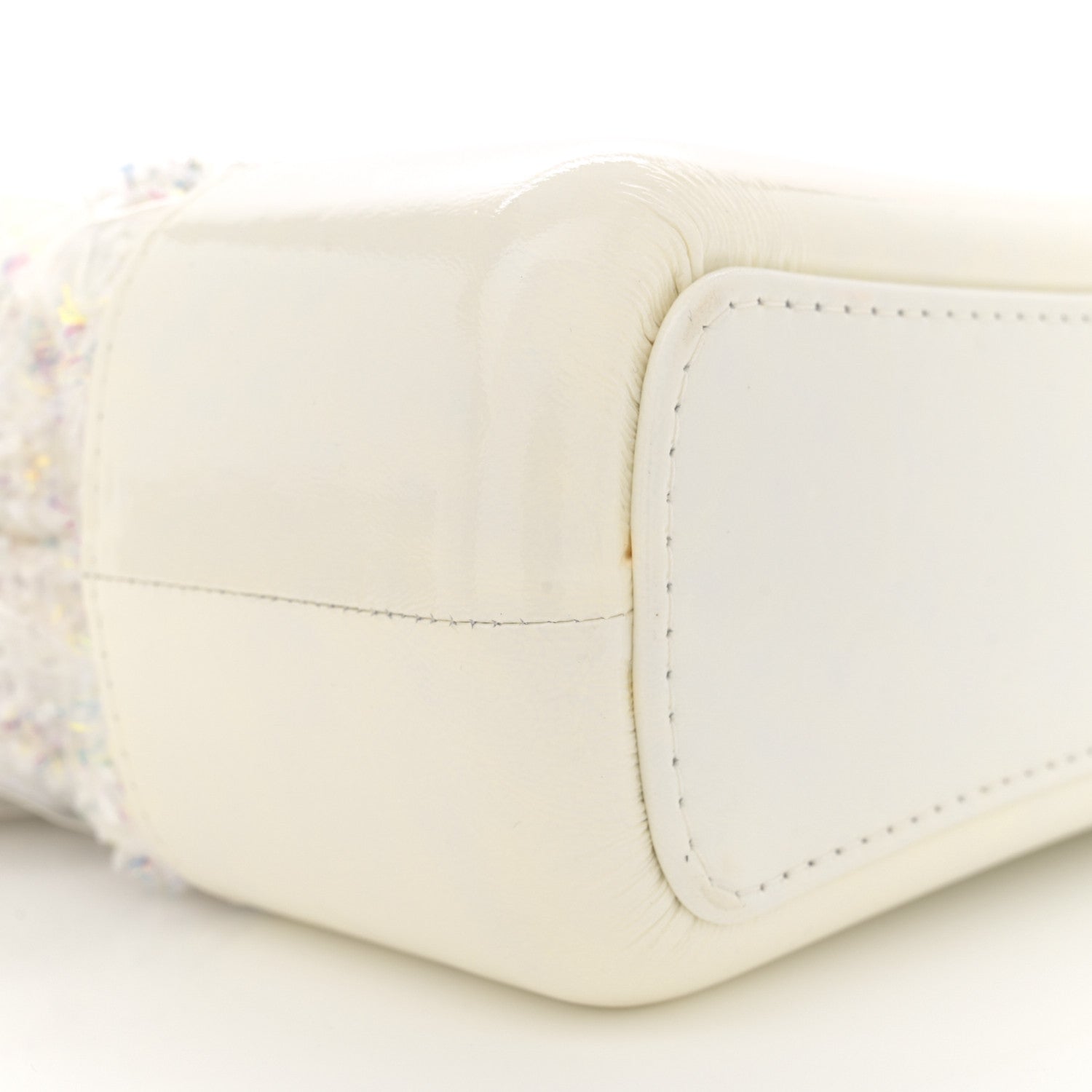 Chanel Tweed PVC Patent Chevron Quilted Medium Gabrielle Hobo White 9 of 15