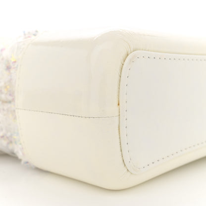 Chanel Tweed PVC Patent Chevron Quilted Medium Gabrielle Hobo White 9 of 15