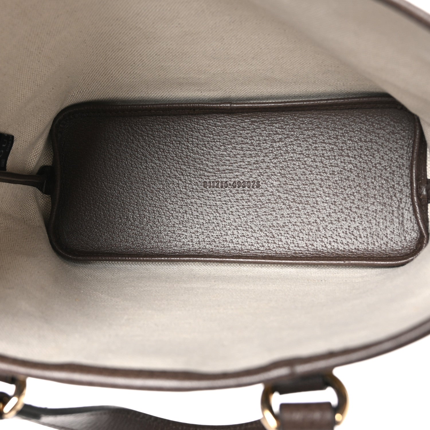 Gucci GG Supreme Monogram Textured Dollar Calfskin Mini Ophidia Shoulder Tote Bag Beige Ebony New Acero 4 of 10