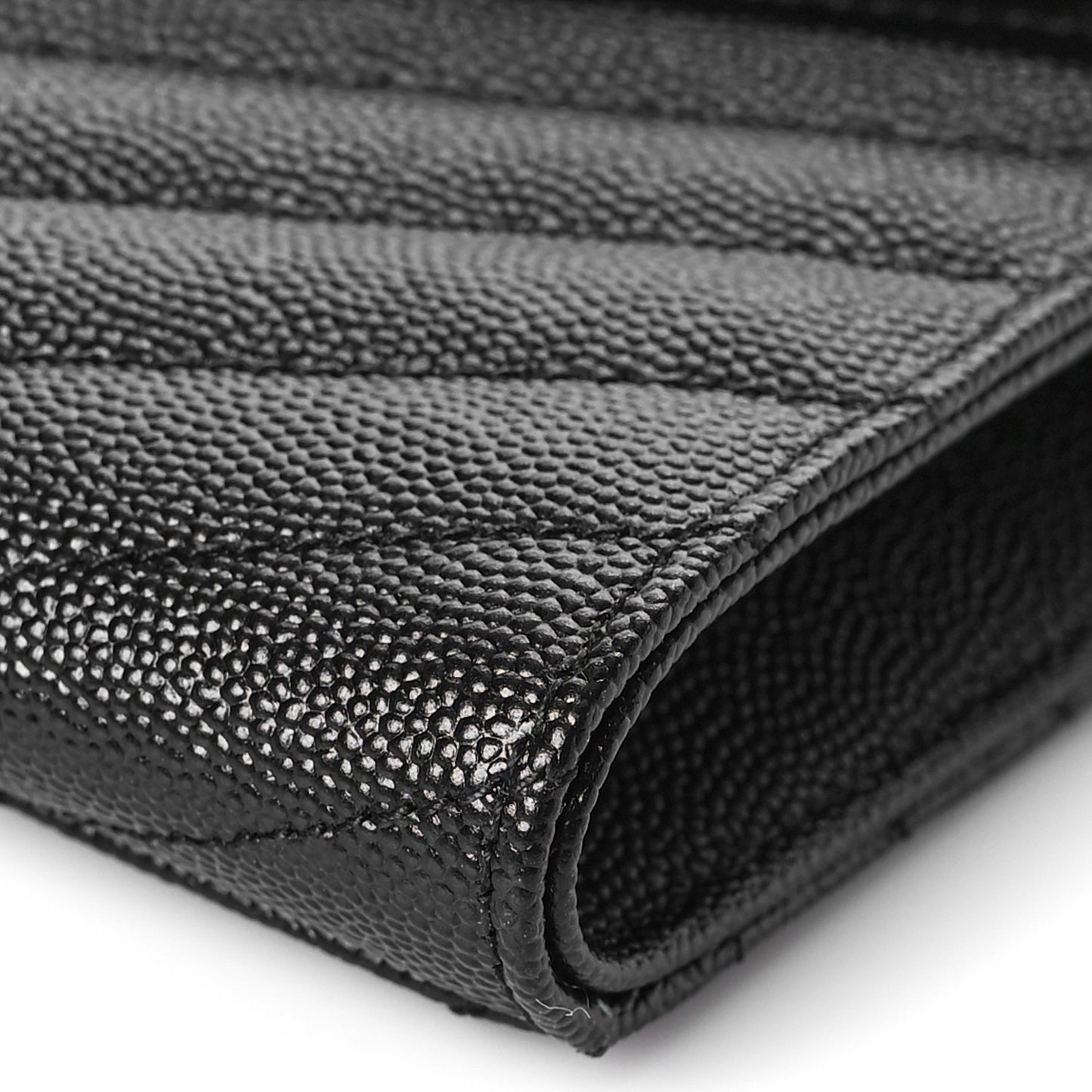 Grain De Poudre Matelasse Chevron Monogram Envelope Clutch Black