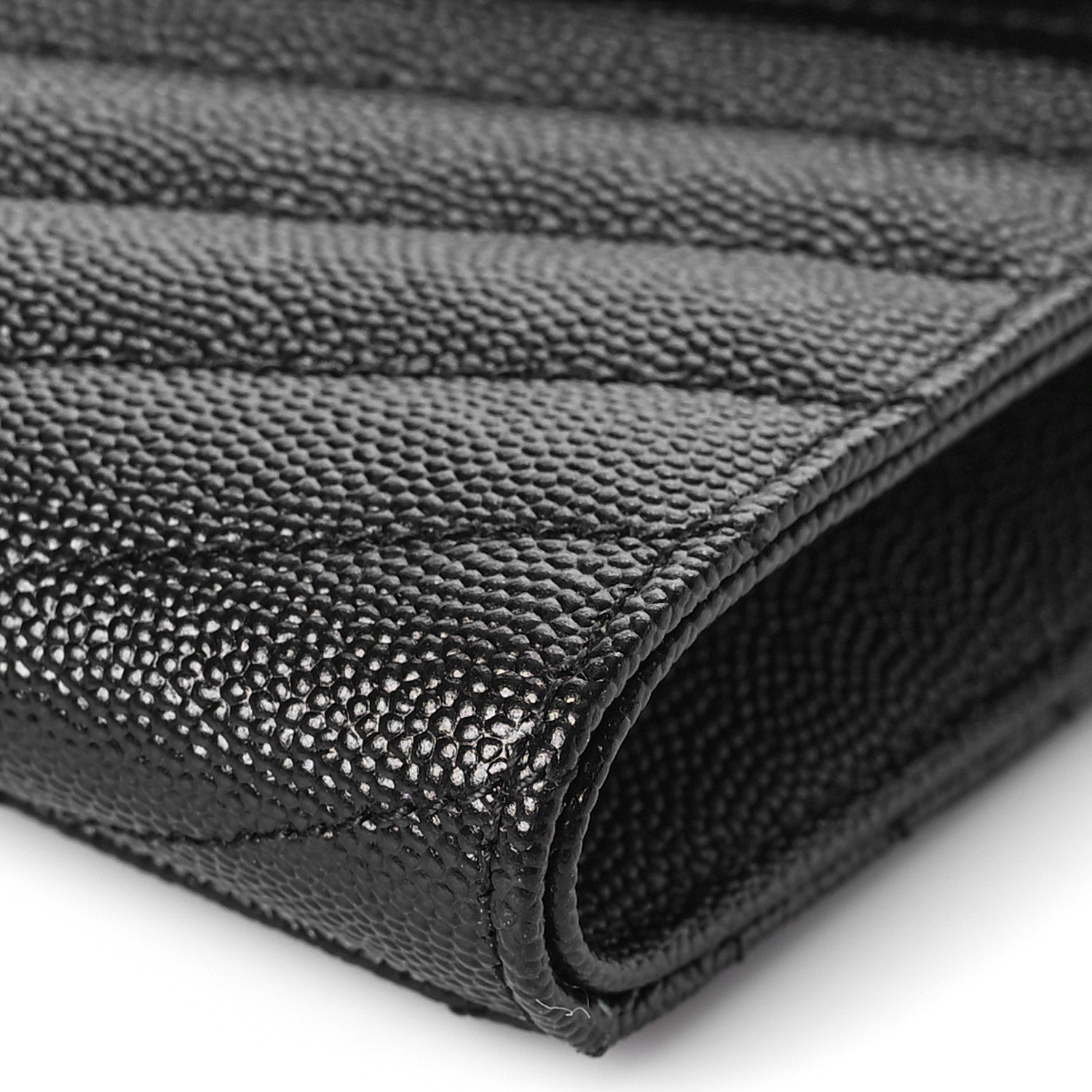 Saint Laurent Grain De Poudre Matelasse Chevron Monogram Envelope Clutch Black 10 of 11