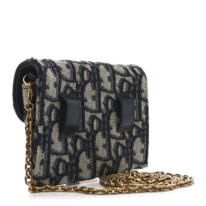 Christian Dior Oblique Nano Saddle Chain Pouch Blue 3 of 8