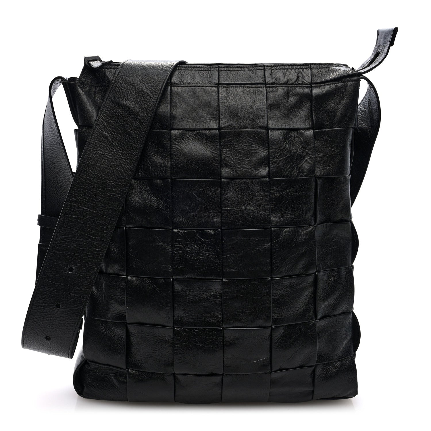 Bottega Veneta Paper Calfskin Maxi Intrecciato Cassette Messenger Black 1 of 10